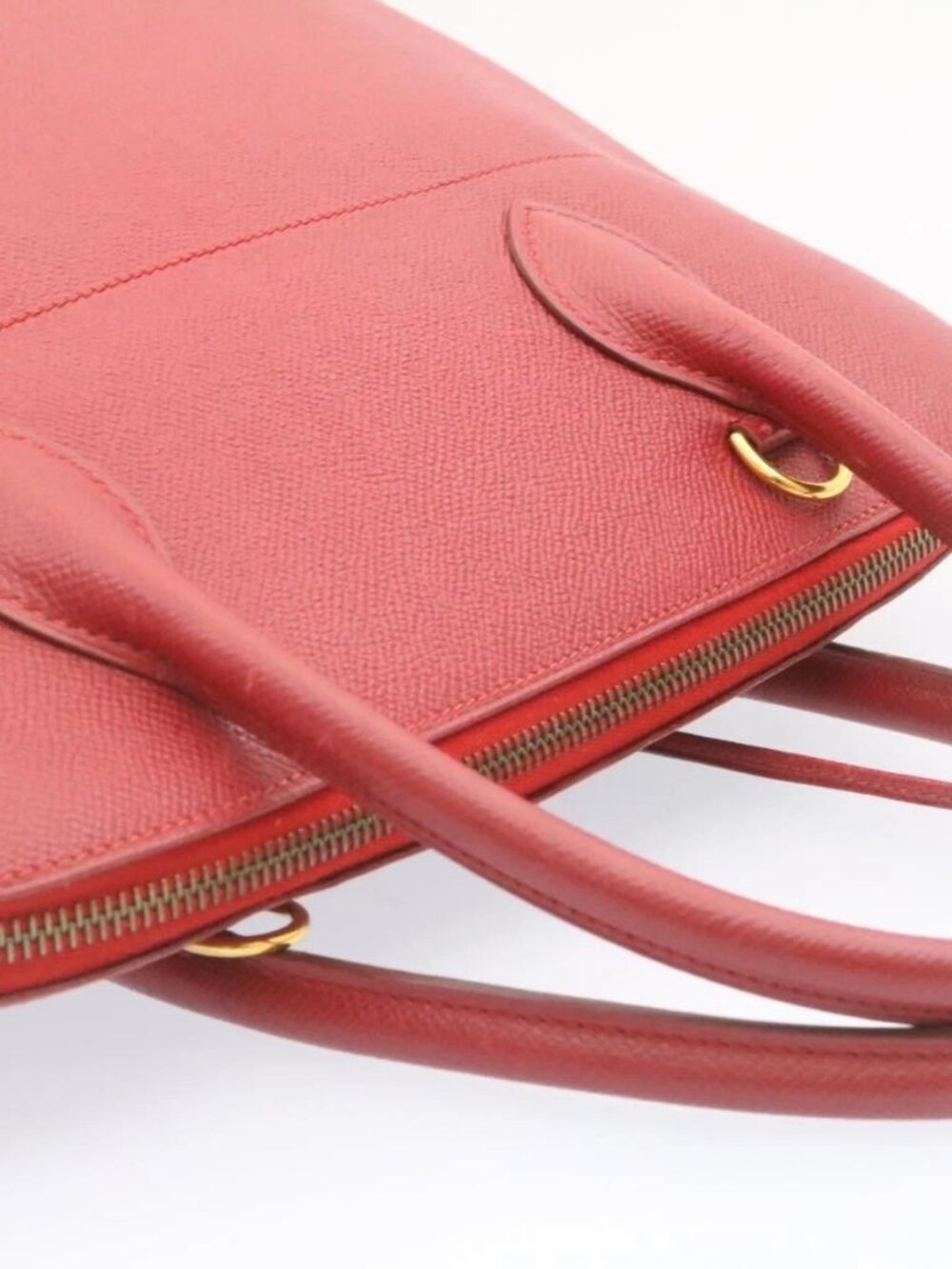 HERMES Bolide 37 Hand Bag Leather Red Auth nh122SAM - Picture 5 of 16